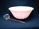 Jeanette Feather Shell Pink Glass Punch Bowl with Glass Dipper Vintage 1950's