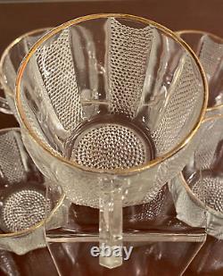 Jeanette Gild Edge Dewdrop Vintage Punch Bowl Set 1953-1956 Great Condition 17pc