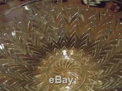 Jeanette Glass Feather Pattern Punch Bowl Set 24 Cups or Serving Bowls