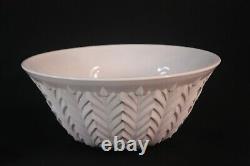 Jeanette Shell Pink Punch Bowl 16 pc. Set Feather Pattern Vintage 1950's