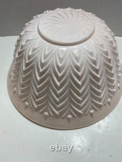 Jeannette Feather Shell Pink Milk Glass Punch Bowl Set 12 cups Vtg 1950's