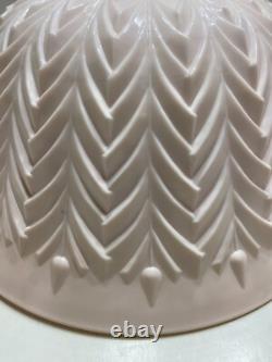 Jeannette Feather Shell Pink Milk Glass Punch Bowl Set 12 cups Vtg 1950's