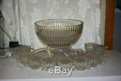 Jeannette Glass NATIONAL Fruit Punch Bowl Beautiful 15 Piece Set Vintage