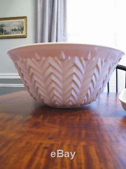Jeannette Pastel Pink Milk Glass Punch Bowl, Set of 23 cups, Ladle