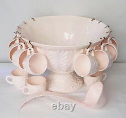 Jeannette SHELL PINK 30 Pc PUNCH BOWL SET COMPLETE PINK LADLE