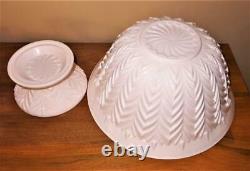 Jeannette SHELL PINK Feather PUNCH BOWL Set 14 Cups & Base