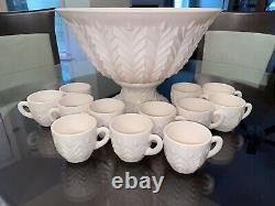 Jeannette Shell Pink Punch Set 12 Cups Pedestal Bowl