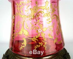 Jugendstil Glas Bowle, Adler, Gold Emaille, Pink Glass Punch Bowl Art Nouveau 1890