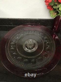 Kings Crown Thumbprint Punch Bowl, Plate, Laddle, And 12 Cups