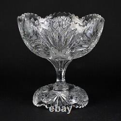 Kranz & Smith Panama Brilliant Cut 2 Part Footed Bowl, Antique ABP Glass 1904 9