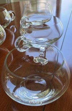 Krosno Poland MCM Hand Blown Glass Punch Bowl With Ladle And 12 Cups
