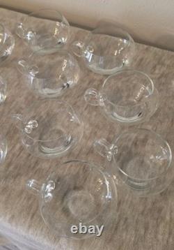 Krosno Poland MCM Hand Blown Glass Punch Bowl With Ladle And 12 Cups