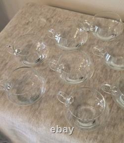 Krosno Poland MCM Hand Blown Glass Punch Bowl With Ladle And 12 Cups