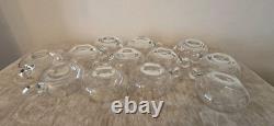 Krosno Poland MCM Hand Blown Glass Punch Bowl With Ladle And 12 Cups