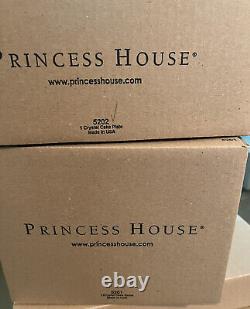 L 5201 5202 Princess House Fantasia 2pc Cake Plate/Punch Bowl CLEAR NIB Disc HTF