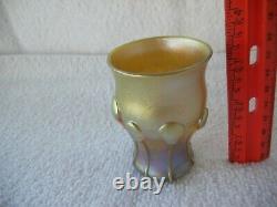 L. C. T. Louis Tiffany Favrile Gold Iridescent Art Glass Punch Glass