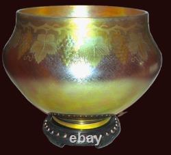 L. C. Tiffany Favrile Glass Intaglio Cut Punchbowl Gilded Age Chicago Mansion