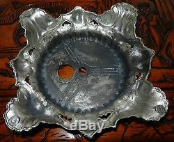 L E SMITH 24 pc HORSESHOE PINWHEEL & STAR SLEWED PUNCH BOWL SILVER STAND 21 CUPS