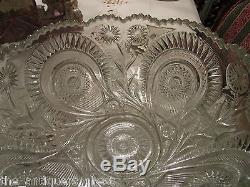L E SMITH punch bowl and platter base, 12 cups PINWEELS & STARS SLEWED HORSESHOES