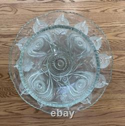 L E SMITH punch bowl & platter base 12 cups PINWEELS & STARS SLEWED HORSESHOES