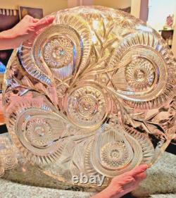 L E SMITH punch bowl & platter base 12 cups PINWEELS & STARS SLEWED HORSESHOES