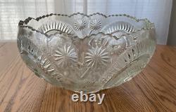 L E SMITH punch bowl & platter base 12 cups PINWEELS & STARS SLEWED HORSESHOES