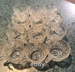 L E SMITH punch bowl & platter base 12 cups PINWEELS & STARS SLEWED HORSESHOES