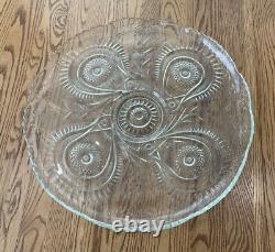 L E SMITH punch bowl & platter base 12 cups PINWEELS & STARS SLEWED HORSESHOES