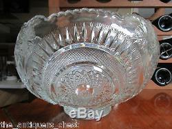L E SMITH punch bowl with 12 cups PINWEELS & STARS SLEWED HORSESHOES PATTERN