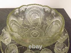 L. E. Smith 15 PC Punch Bowl Set EAPG