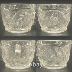L. E. Smith 17pc Aztec aka Pinwheel & Stars Punch Bowl Set on Under Plate c1950s