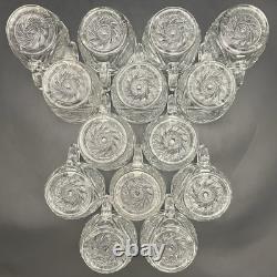 L. E. Smith 17pc Aztec aka Pinwheel & Stars Punch Bowl Set on Under Plate c1950s