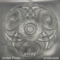 L. E. Smith 17pc Aztec aka Pinwheel & Stars Punch Bowl Set on Under Plate c1950s