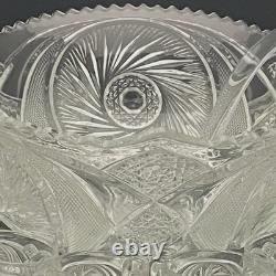 L. E. Smith 17pc Aztec aka Pinwheel & Stars Punch Bowl Set on Under Plate c1950s