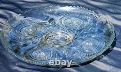 L. E. Smith 1930's Glass Pinwheel & Stars Slewed Punch Bowl / Tray / 12 Cup Set/L