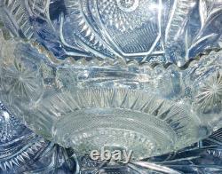 L. E. Smith 1930's Glass Pinwheel & Stars Slewed Punch Bowl / Tray / 12 Cup Set/L
