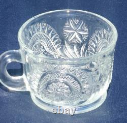 L. E. Smith 1930's Glass Pinwheel & Stars Slewed Punch Bowl / Tray / 12 Cup Set/L