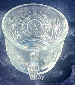 L. E. Smith 1930's Glass Pinwheel & Stars Slewed Punch Bowl / Tray / 12 Cup Set/L