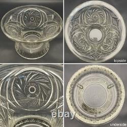 L. E. Smith 27 Piece Aztec aka Pinwheel & Stars Punch Bowl Set withStand c1950s USA L. E. Smith 27 Piece Aztec aka Pinwheel & Stars Punch Bowl Set withStand c1950s USA