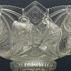 L. E. Smith 27 Piece Aztec aka Pinwheel & Stars Punch Bowl Set withStand c1950s USA