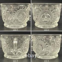 L. E. Smith 27pc Slewed Horseshoe aka Pinwheel & Stars Punch Bowl Set c1930s USA