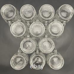 L. E. Smith 27pc Slewed Horseshoe aka Pinwheel & Stars Punch Bowl Set c1930s USA