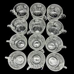 L. E. Smith Buttons and Daisy Punch Bowl 15 Set 12 4.5 oz Cups and Glass Ladle