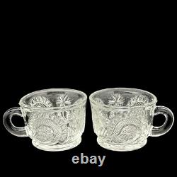 L. E. Smith Buttons and Daisy Punch Bowl 15 Set 12 4.5 oz Cups and Glass Ladle