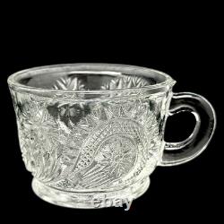 L. E. Smith Buttons and Daisy Punch Bowl 15 Set 12 4.5 oz Cups and Glass Ladle
