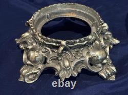 L. E. Smith Clear Cut Glass Crystal Punch Bowl with Brass Base
