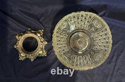 L. E. Smith Clear Cut Glass Crystal Punch Bowl with Brass Base