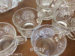 L E Smith Clear Glass Clear Pinwheel & Star Slewed Horseshoe 17pc Punch Bowl Set