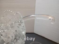 L E Smith Crystal Daisy and Button Punch Bowl 12 Cups, Glass Ladle beautiful con