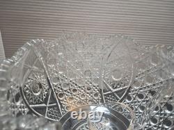 L E Smith Crystal Daisy and Button Punch Bowl 12 Cups, Glass Ladle beautiful con